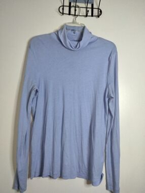 J. Crew (Sz XL) Periwinkle Stretch 100% Cotton Turtleneck LS Lightweight Sweater